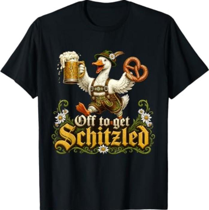 Funny Off to Get Schnitzled Goose Beer Pretzel T-Shirt