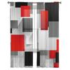 Geometric Figures Red Black Grey Abstract Bedroom Transparent Sheer Curtains Holiday Decoration Window Voile Tulle Curtain