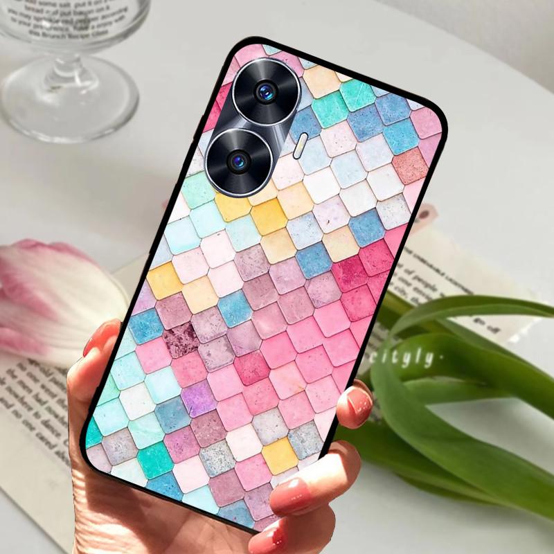 Для Realme C55 Чехол Крутой Черный Мягкий Силикон ТПУ Бампер Защитный Чехол Для Телефона Для OPPO Realme C55 C 55 Чехол Fundas Оболочка Coque