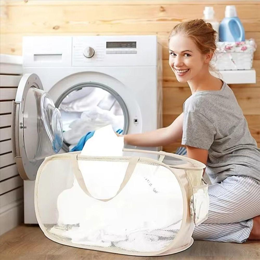 Large Capacity Kids Toy Storage Bin Mesh Household Storage Bag Laundry Sorting Basket  Indoor Use