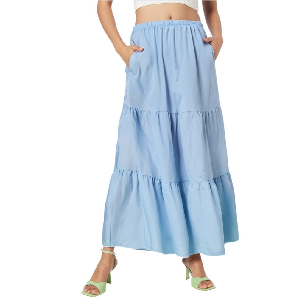 Женская однотонная летняя повседневная юбка-торт с карманами