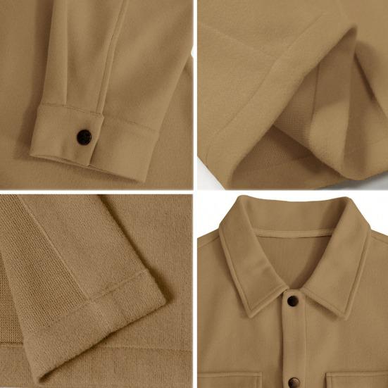 Мужская куртка шерстяная с лацканами, длинным рукавом, однотонное пальто с накладными карманами, однотонное осенне-зимнее деловое пальто