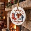 Xmas Tree Hanging Ornaments Ceramic Christmas Ornament, 2D Double Sided Cowboy/Nutcracker/Holy Berry Living Room Wall Decor Ornament for Holiday Tree,
