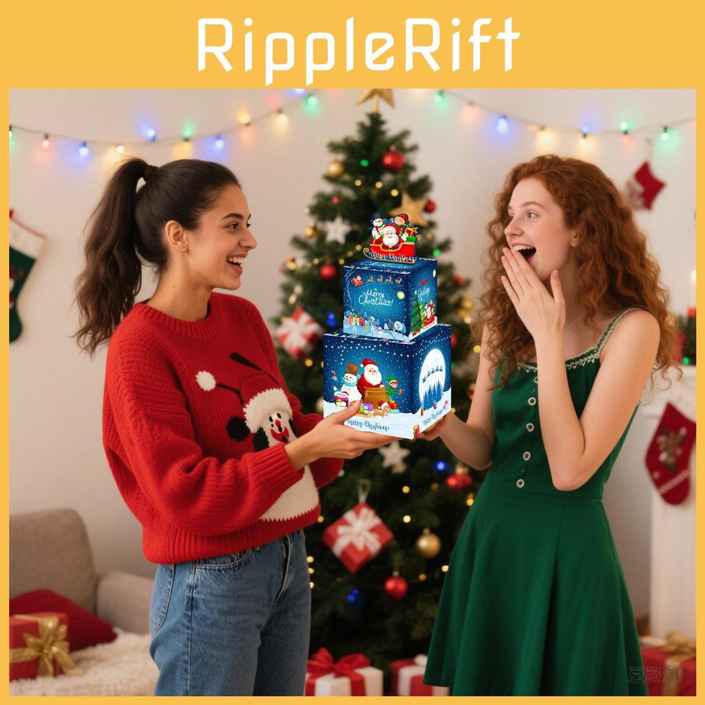 Santa Claus Double Layer Money Box With Gift Box For Christmas Party And Gift Giving