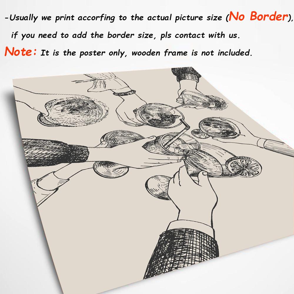 Черный Бежевый Ура Барная тележка Постеры Принты Винтаж Винная линия Стена Ретро Холст Декор Картина Фотографии друзей Гостиная Дом