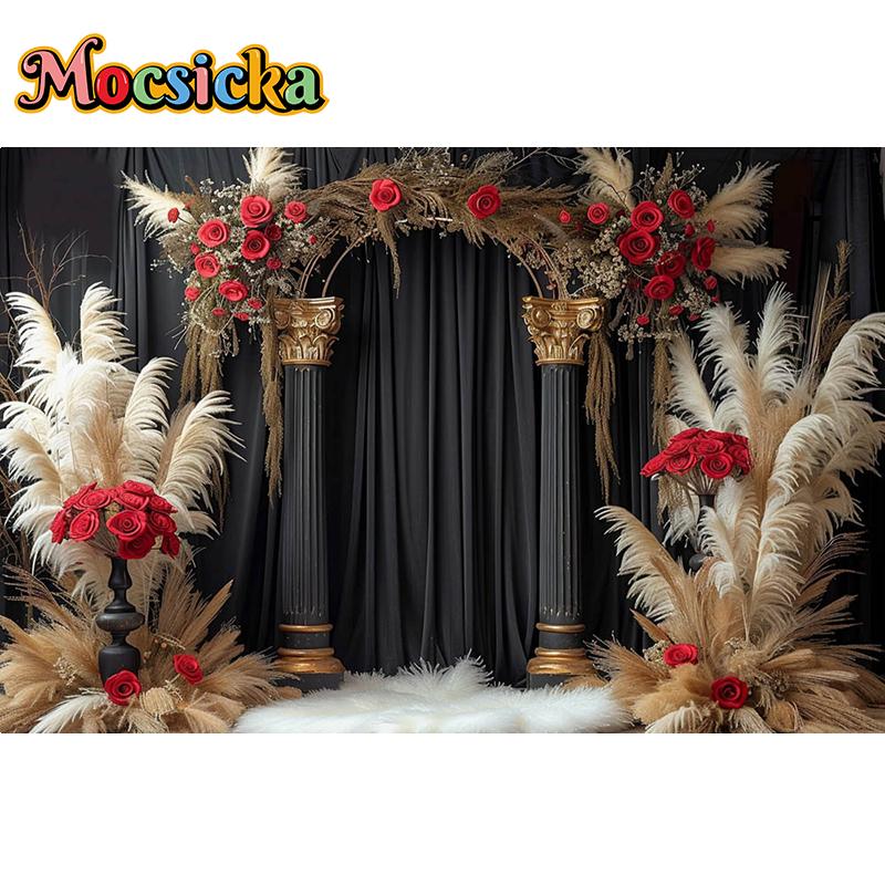 Mocsicka Photography Background Wedding Adult Birthday Portrait Bohemian Vintage Palace Rose Floral Decor Backdrop Photo Studio