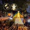 Waterfall Christmas Tree Light with Topper Star LED Lights Star String Lights for Yard Party Home Holiday