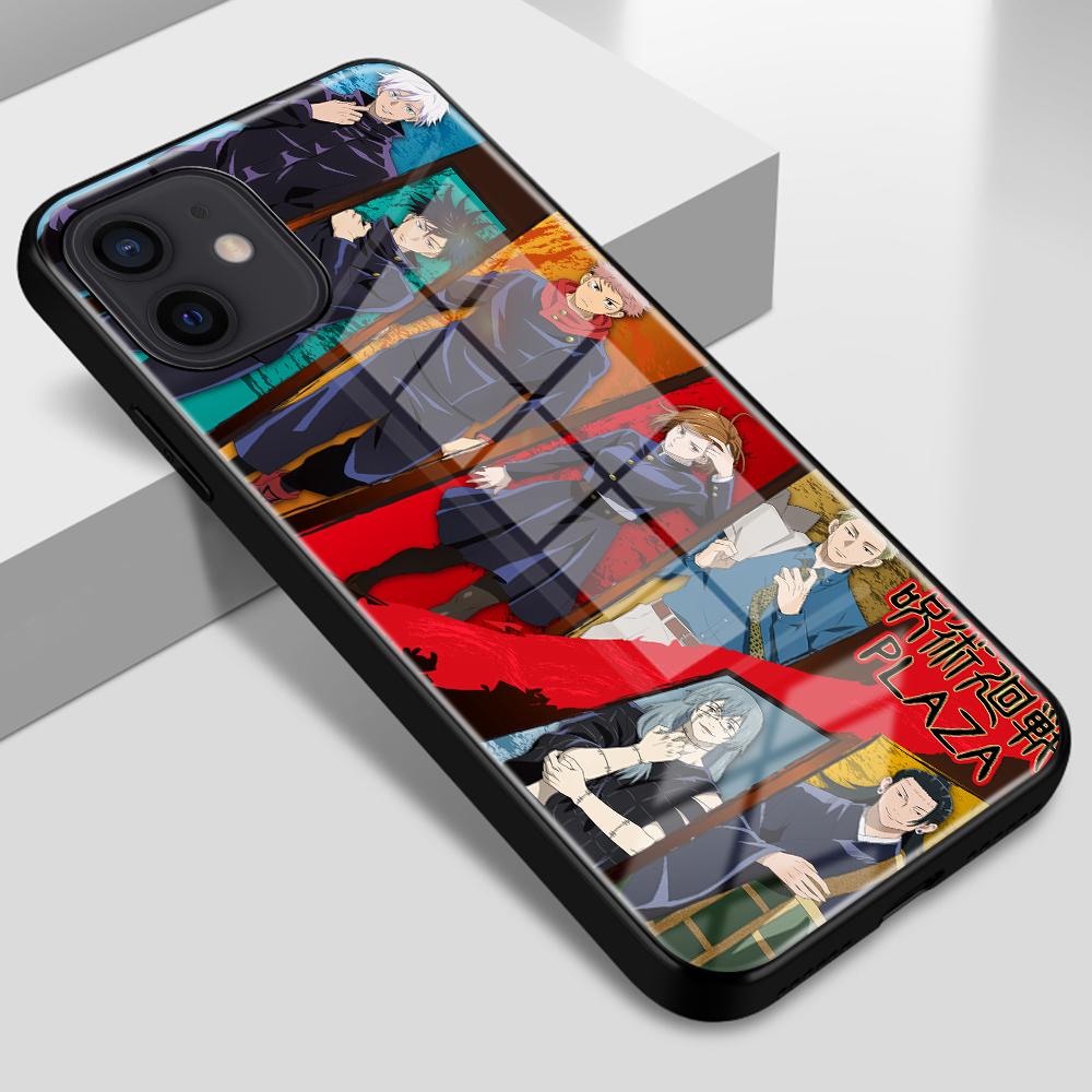 Чехол для телефона для IPhone 14 13 12 11 Pro XS Max 12 13 Mini XR X 8 7 6 6S 14 Plus SE стеклянный чехол аниме мультфильм дзюдзюцу кайсен чехол