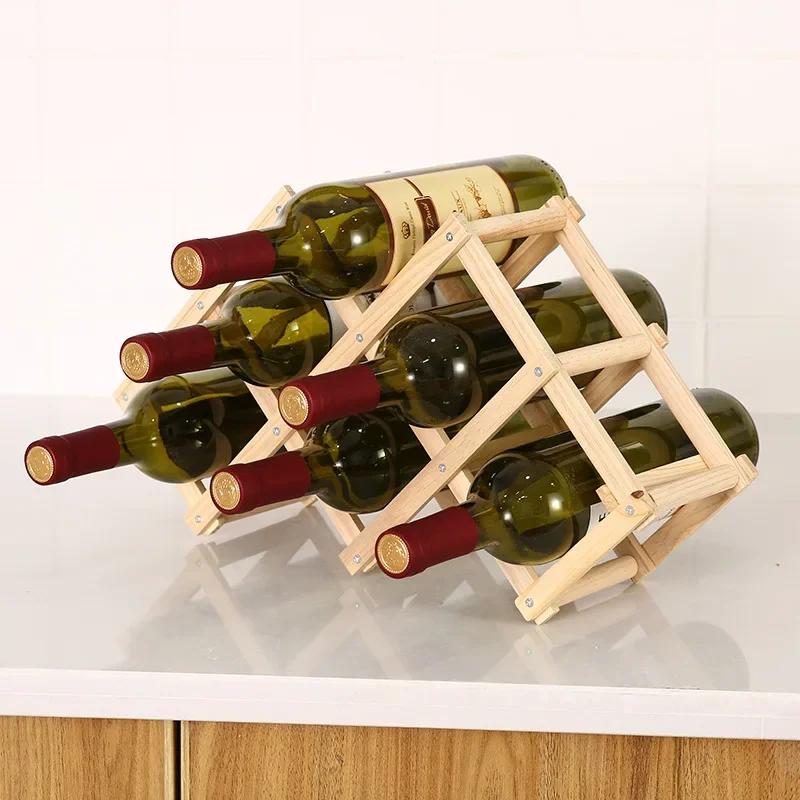 Collapsible Wooden Wine Racks Bottle Cabinet Stand Holders Wood Shelf Organizer Storage for Retro Display Cabinet