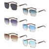 Double Bridge Metal Sunglasses Square Frame Men's Driving Sun Glasses Trendy Summer Shades  Unisex