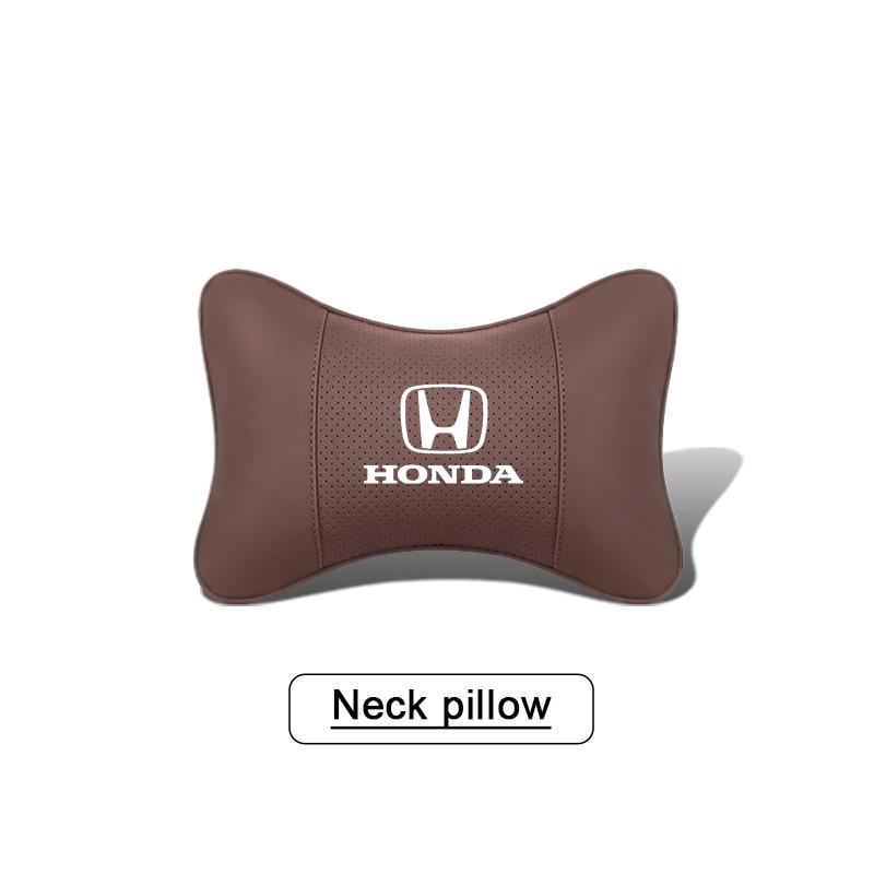 1Pcs Pu Leather Car Neck Pillow Auto Emblem Headrest For Honda Civic Accord Crosstour Spirior Odyssey Avancier UR-V Elysi Key
