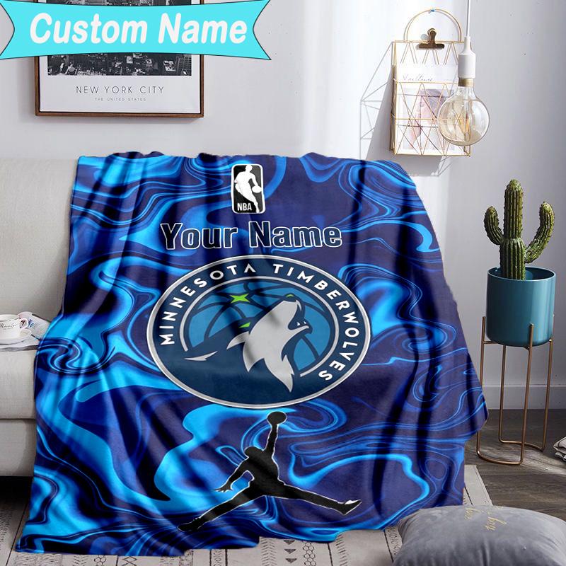 Custom Name Blanket Timberwolves Logo Blanket Bedding Blanket for Travel, Camping, Living Rooms, Offices, Sofas, Fan Christmas gift