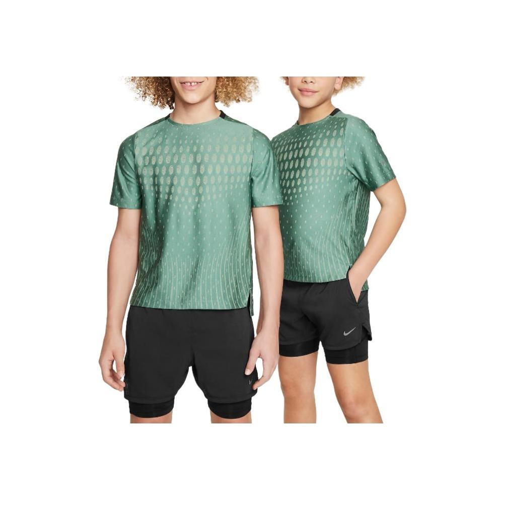 Nike T-Shirt Round Neck Side Split Quick-Dry Short Sleeve Kids Tops Coastal-Blue Light-Olive-Green Gray FJ6815-361