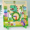 Деревянные детские развивающие когнитивные динозавры 6в1 календарь часы месяц четыре сезона неделя время погода обучающие игрушки