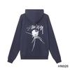 Stussy 2025 Новая весна и осень свободная толстовка большого размера с тонким фасоном паука черного цвета с принтом 8 букв из хлопка с капюшоном для пары