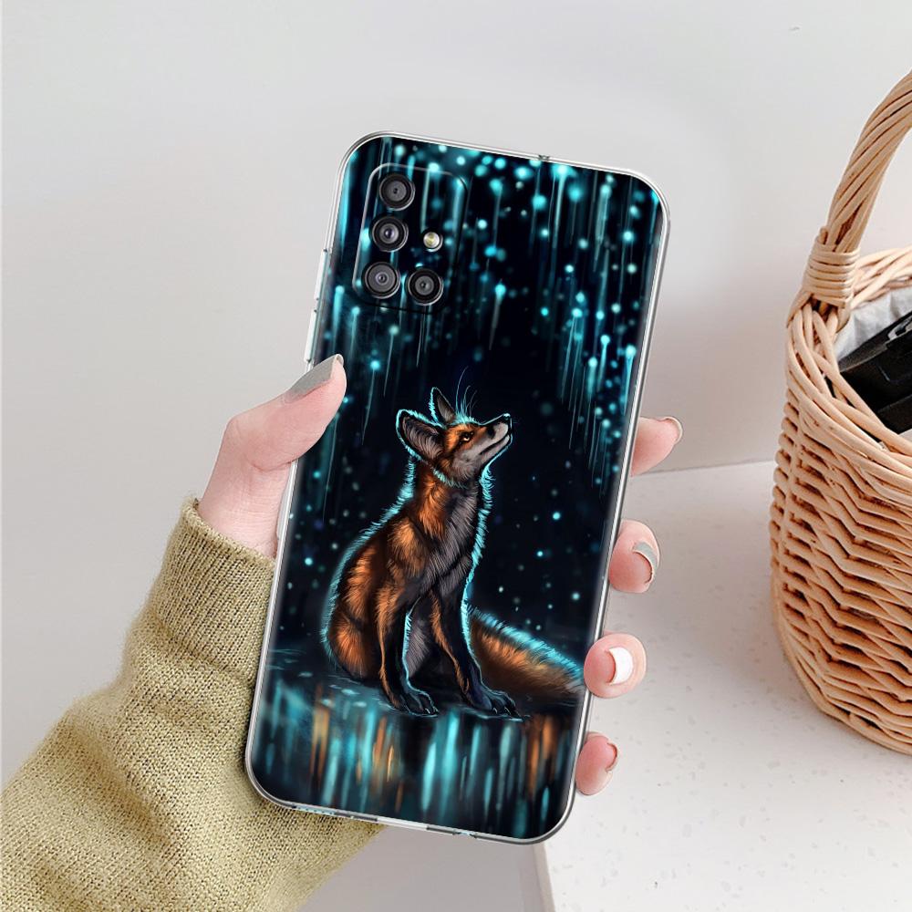 Чехол для телефона с милым мультяшным животным лисой для Samsung Galaxy A51 A71 A21S A12 A11 A31 A41 A52 A32 5G A72 A01 A50 A70, мягкий прозрачный чехол
