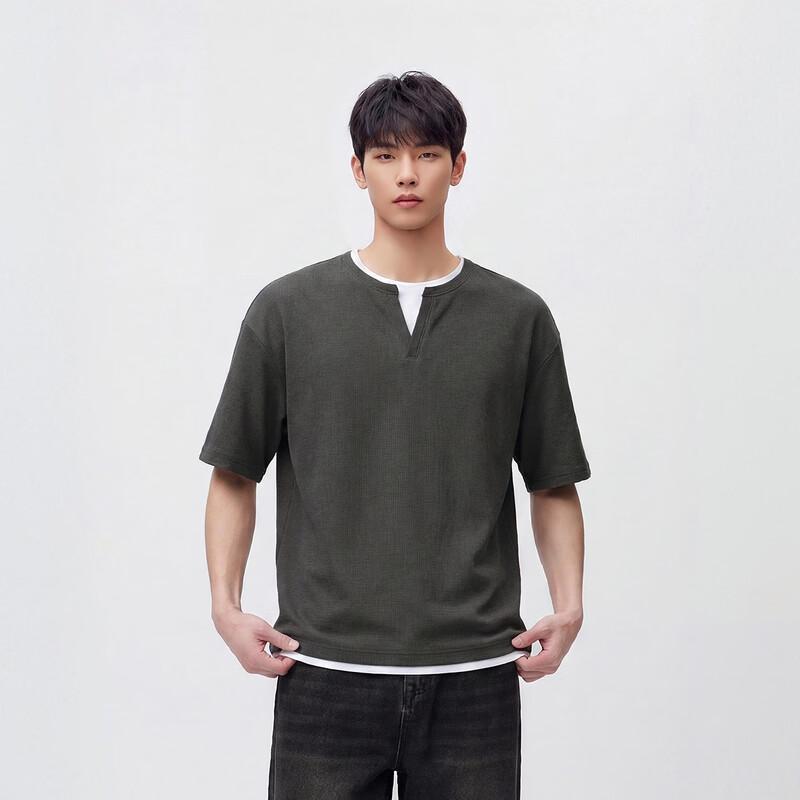 Semir Men's Color Block Waffle Knit Short Sleeve T-Shirt