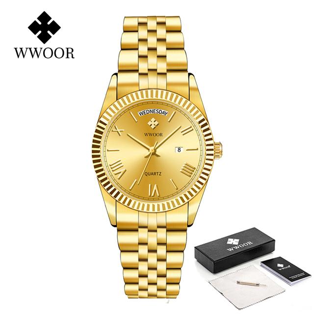 Top Brand WWOOR Business Watch For Men Fashion Luxury Men Watch Male Clock Warterproof Quartz Wristwatch Sport Relogio Masculino