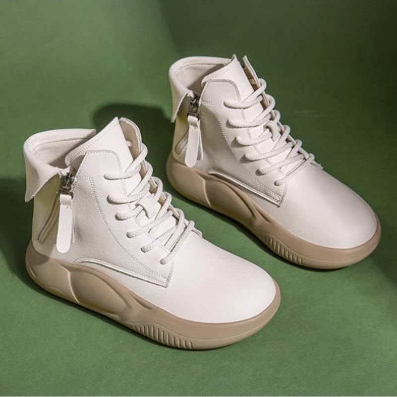 Весна Осень Тонкие Ботинки Модные Толстые Подошвы Женские Туфли Новинка Боковые Молнии Современные Ботинки Дышащие 2024 Однотонные Женские Туфли