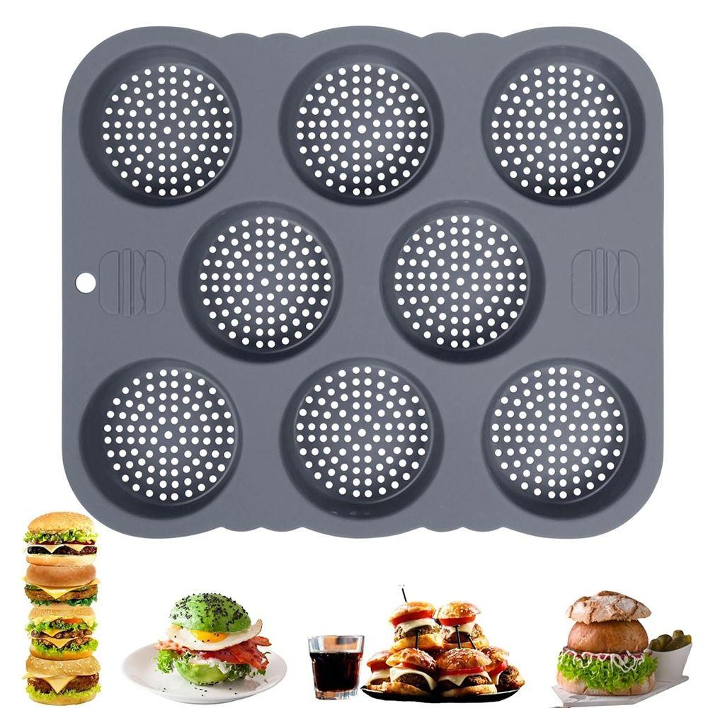 Non-stick Hamburger Bun Mold Silicone Baking Tray Heat Resistant Bread Loaf Pan Sandwich