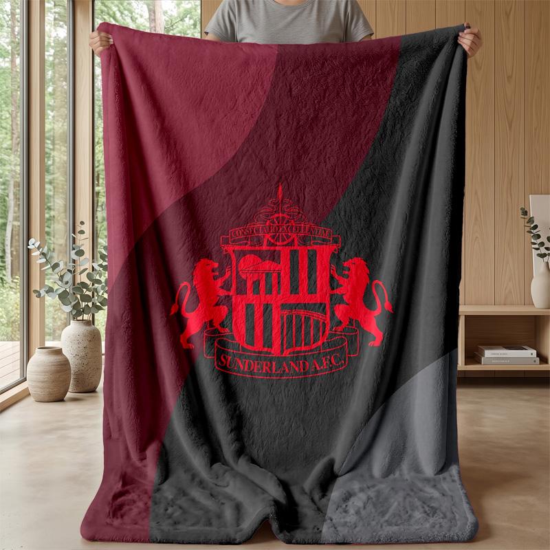 Sunderland Football Print Flannel Blanket, Soft Warm Lightweight Throw Blanket for Sofa Bed Camping