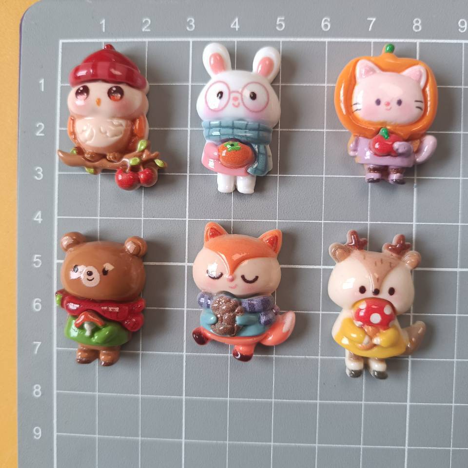 Mini Resin Animals Animal Keychains Resin Cabochons Flatback Charm for Embellishments Flat Back Scrapbooking Decor