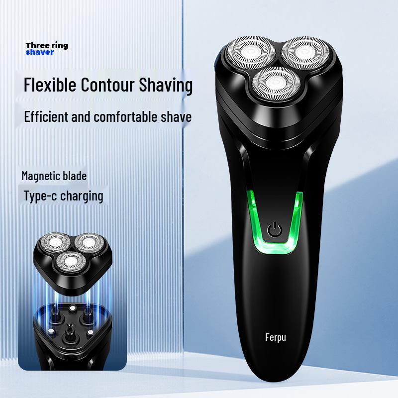 New Magnetic Men's Three-Head Electric Shaver with Car Charging Feature, Rechargeable Razor