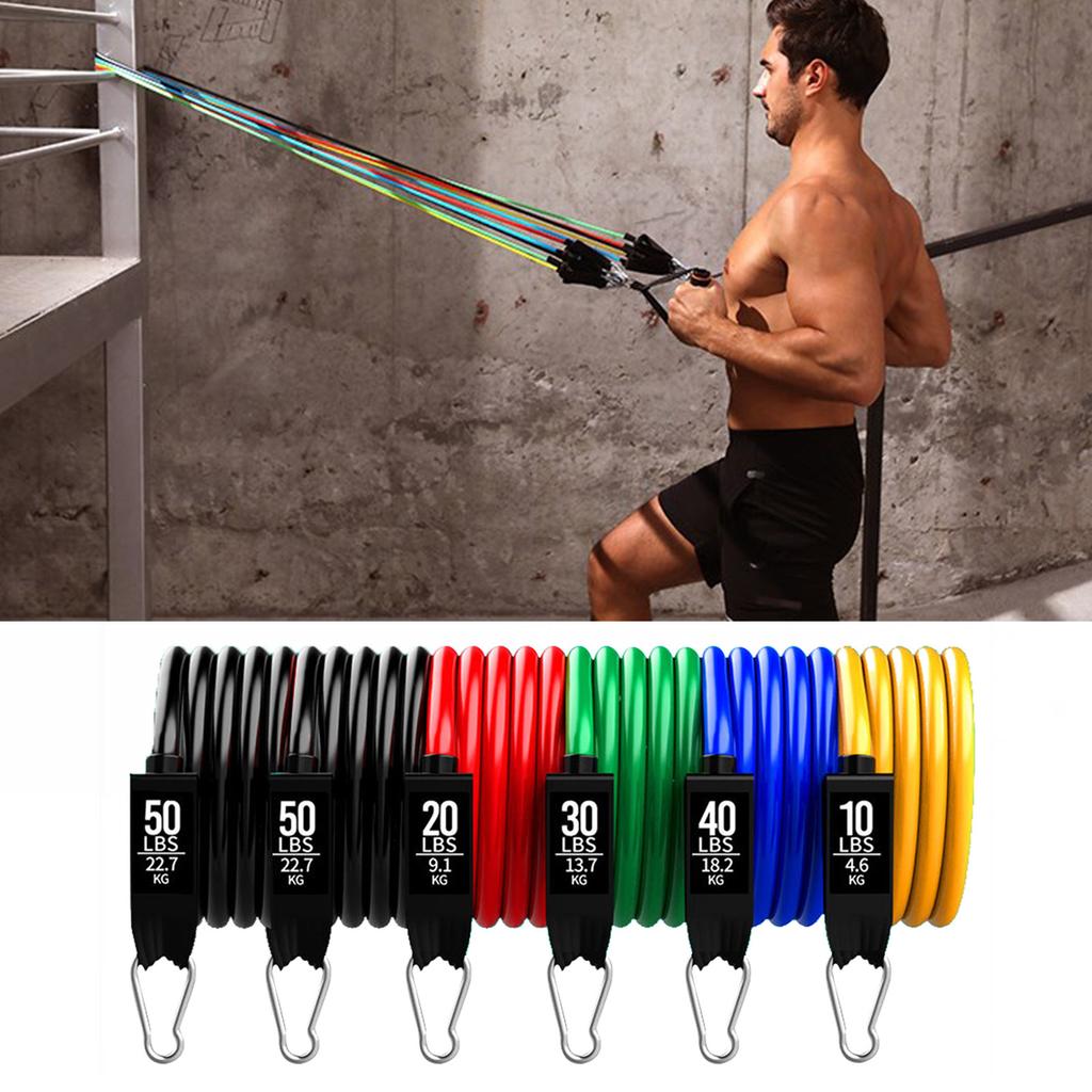 11Pcs Resistance Bands Set Door Anchor Leg Strap 200lb Multifunctional Fitness Set for Home Gym Office