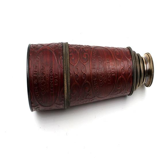 Телескоп ручной работы, полукожаная резьба, функциональная реплика, латунный морской телескоп