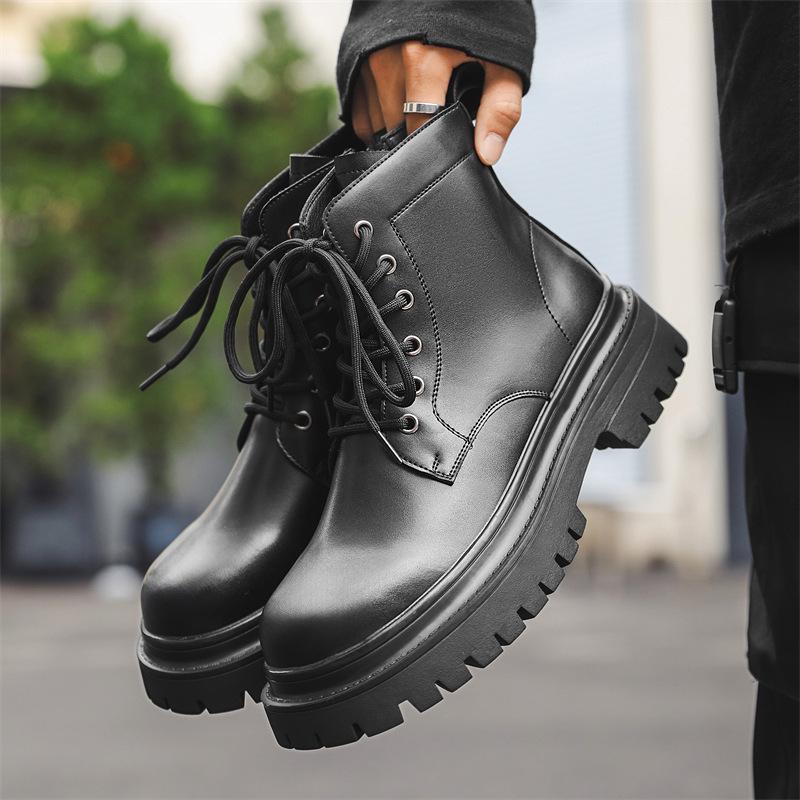 Ботинки мартин мужские низкие ретро с большой головой в британском стиле высокие на толстой подошве увеличивающие рост рабочие ботинки локомотивные короткие ботинки 2846-J