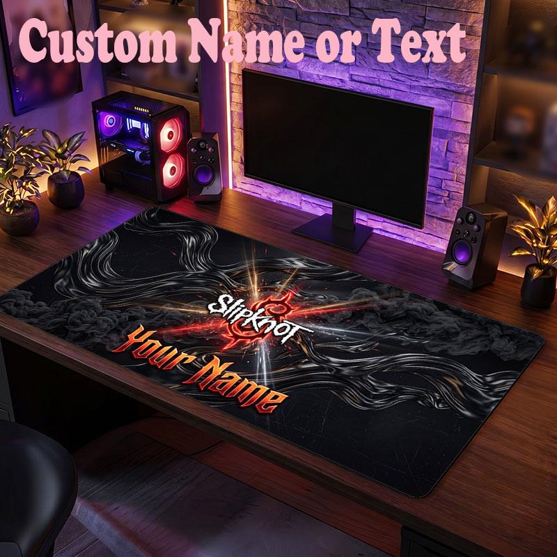 Slipknot Customized Name Text Mouse Pad, Large Desk Mouse Mat Personalized Home Office Present