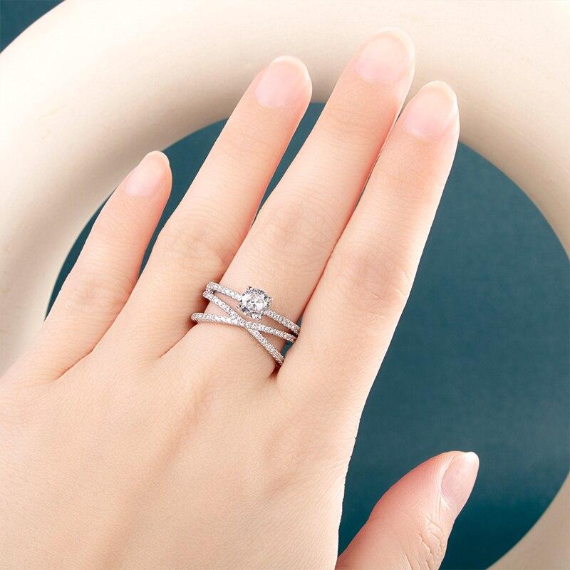 BELLA BOX Женское обручальное кольцо с красивым геометрическим узором и романтическим пасьянсом с микропрокладкой, женское кольцо