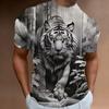 Мужская футболка с принтом свирепого тигра, футболка с коротким рукавом и 3D-принтом для мужчин, летняя свободная мужская одежда, свободные футболки в стиле ретро, топы