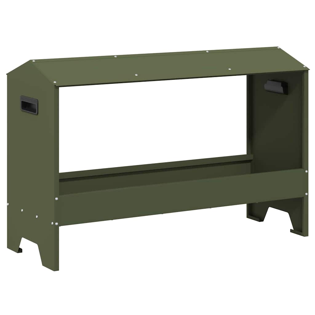 Chicken Feeder Trough Olive Green 81 x 32 x 53.5 cm