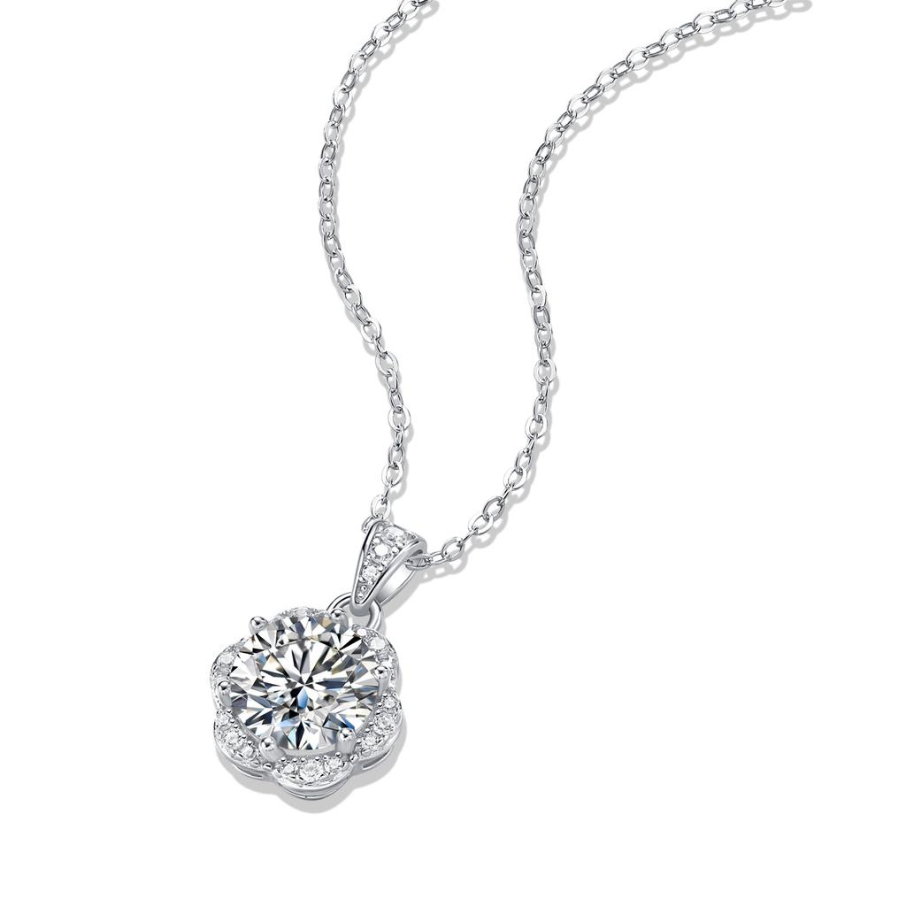 Серебряное ожерелье S925 Flower Ball с подвеской Moissanite Elated, летняя милая цепочка на ключицу