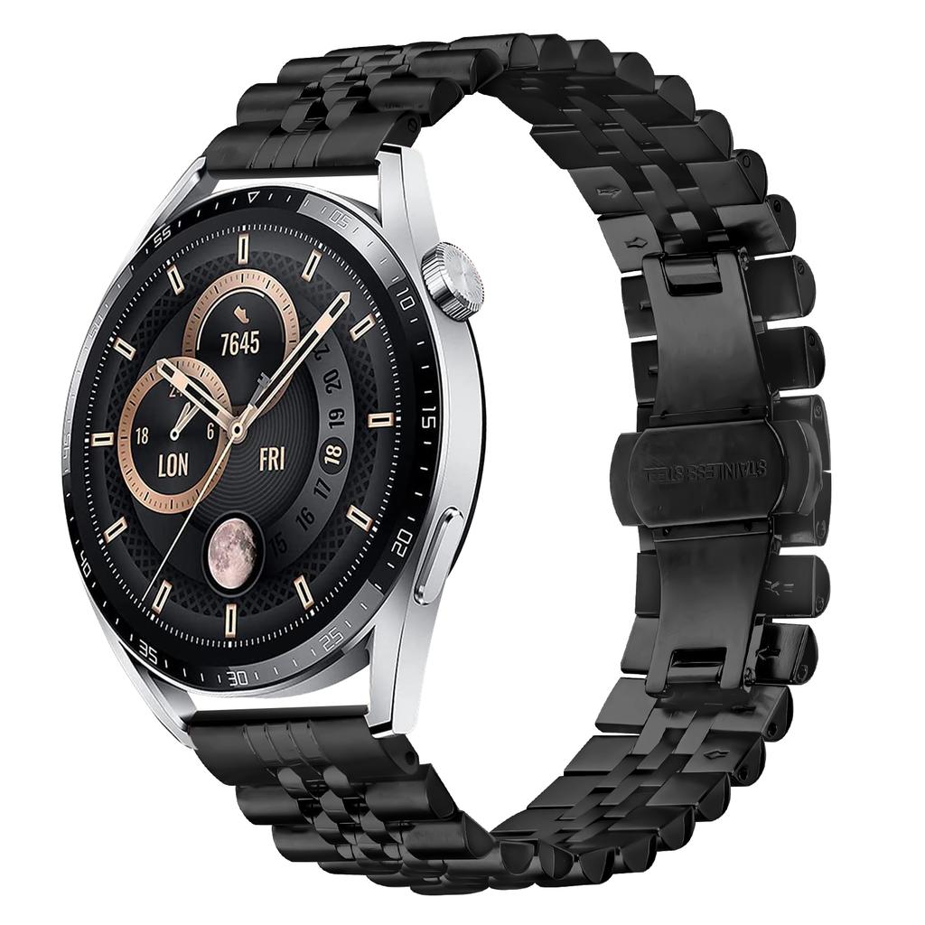 For Huawei Watch Buds Wrist Band 5-Bead Stainless Steel Butterfly Clasp Watch Strap