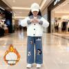 Girls' Autumn/Winter Thickened Set 2025: Cotton-Padded Jacket & Fleece-Lined Jeans Two-Piece