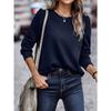 Autumn and Winter Women's Sweatshirt Round Neck Plaid Solid Color Temperament Elegant Casual Long Sleeve Top Sweatshirt