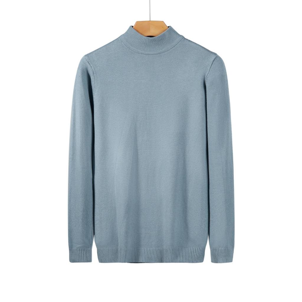 2024 Autumn/Winter Men's Youth Half Turtleneck Knitted Sweater - Casual Mid-Neck Top