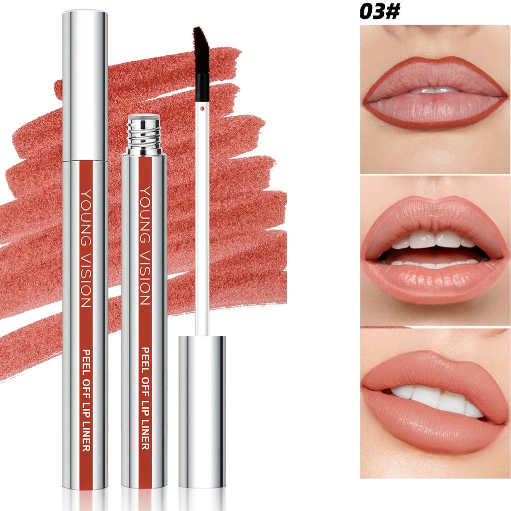 6- Lip Liner Pen Peel-Off Lip Gloss Waterproof Long-Lasting Matte Brown Peel-Off Lip Gloss Cosmetics