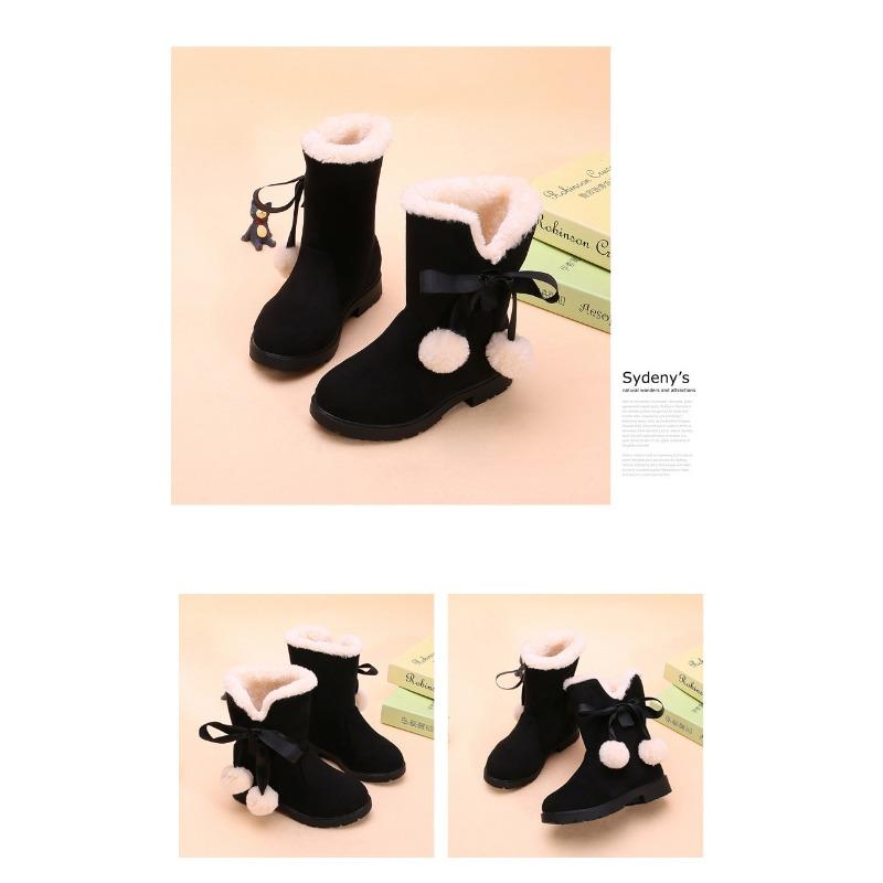 Корейская версия ретро зимние сапоги для девочек зимние новые детские теплые принцесса длинные сапоги короткие сапоги