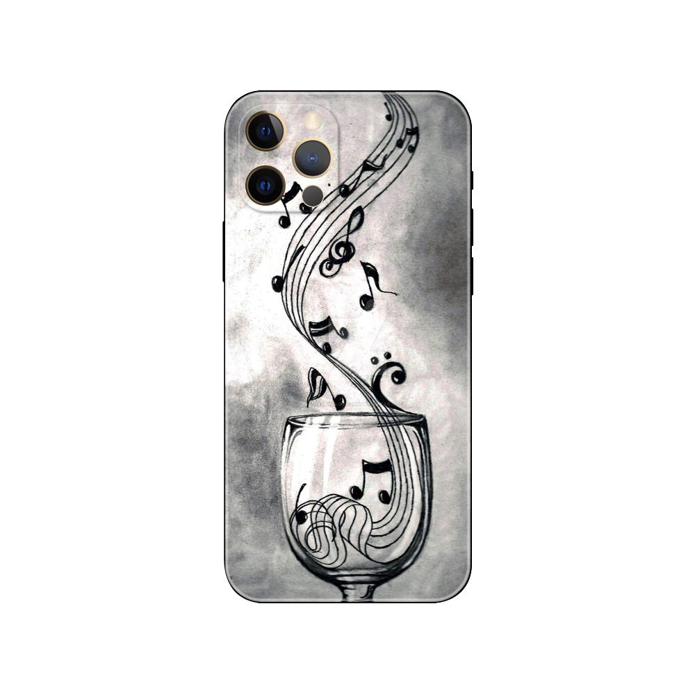 Классический чехол для телефона «Музыкальные ноты скрипка» для iPhone 5S 2020se 6s 7 8 plus x 10 XR XS 11 12 13 mini pro MAX, черная задняя крышка из ТПУ