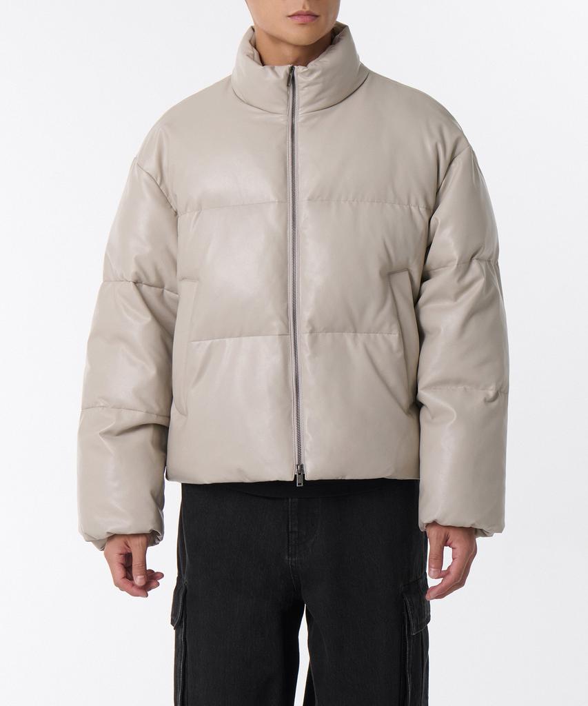 Musinsa Standard Synthetic Leather Puffer Short Padded Jacket [Light Beige]