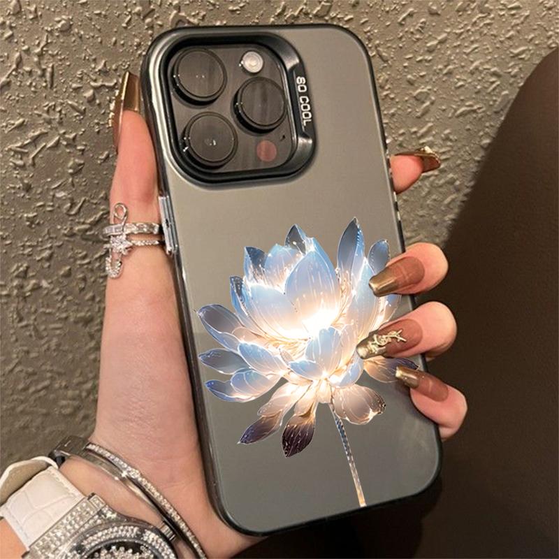 Luxury Lotus Flower Electroplate Silver IMD Case For Poco F5 X5 X6 Pro Mi 14 13 12 12T 13T Pro 11 Lite 5G NE Back Cover