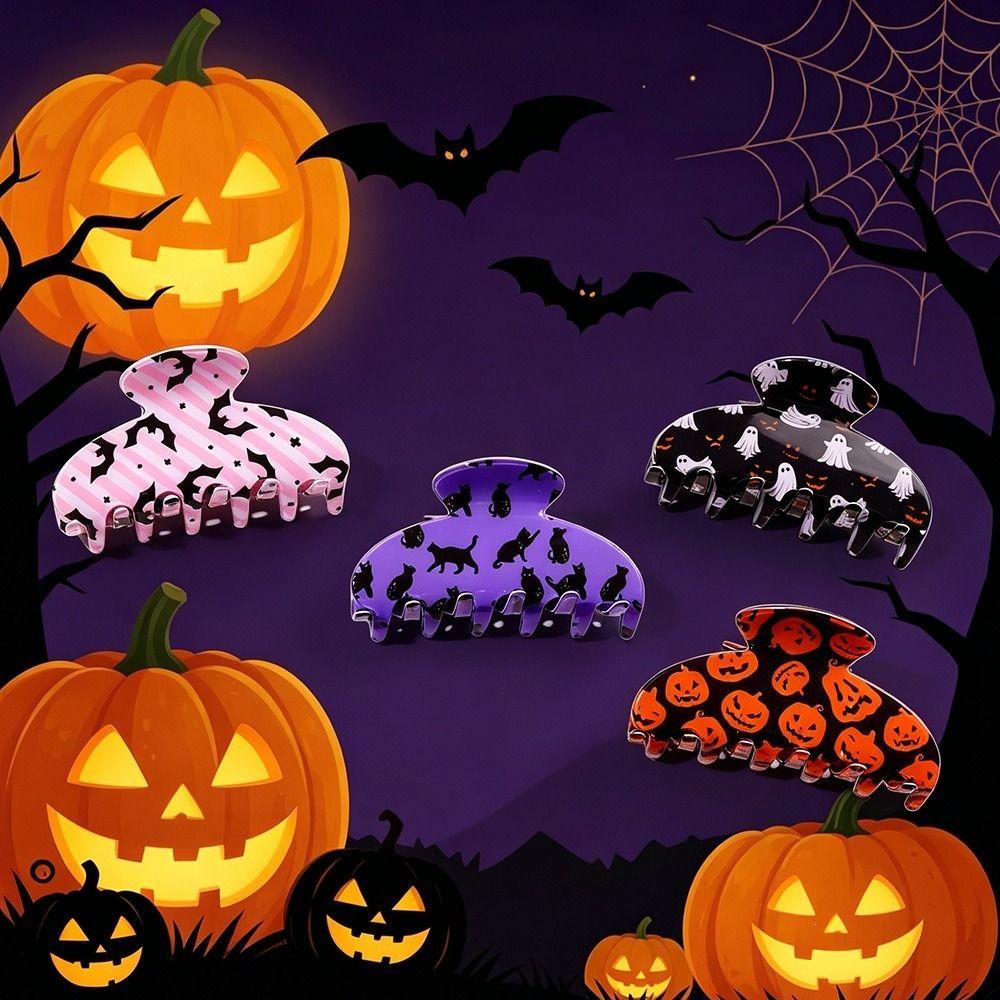 Skeleton Halloween Hair Claw PVC Acrylic Ghost Hairpin Large Shark Clip Trendy Girls