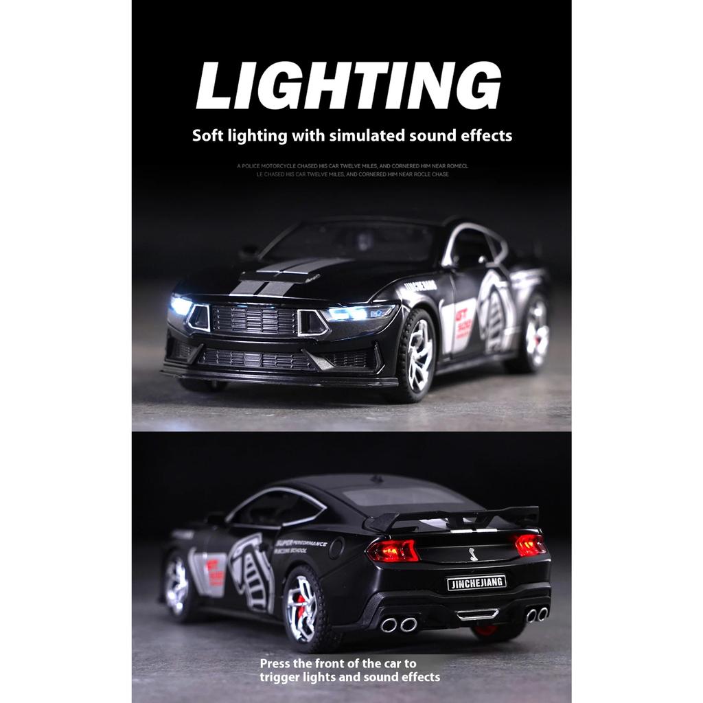 1/32 Mustang GT500 Металлическая литая модель автомобиля Сила возврата Вперед Звук и свет Детская игрушечная машинка Подарок для мальчика