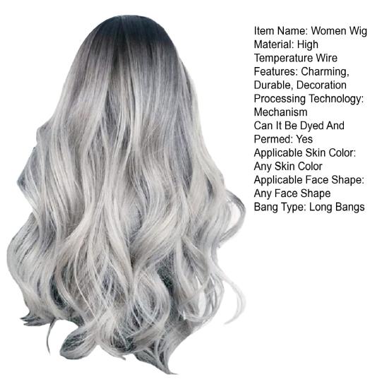 Women Wig High Temperature Wire Curly Long Wig Fashionable Natural Look Lady Gradient Hair Wig for Dress Up