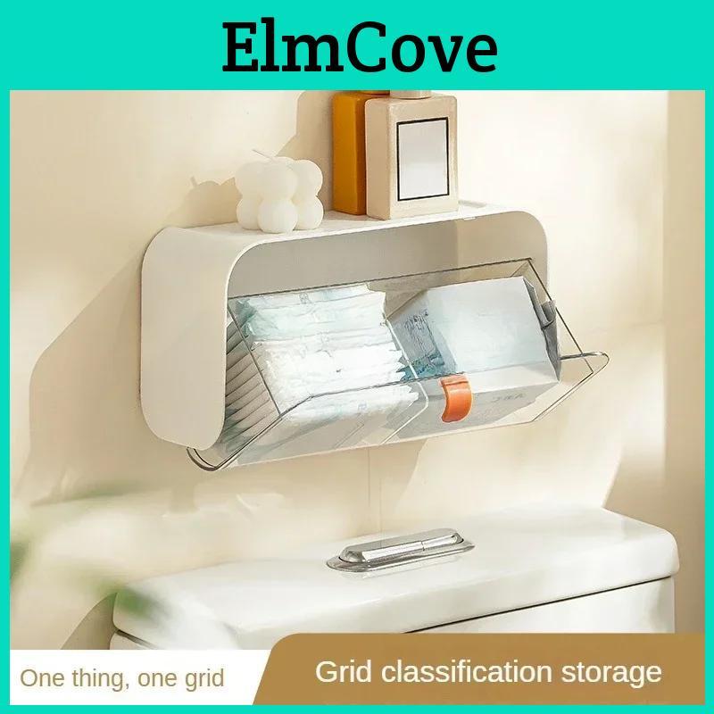 Box Wall Toilet Storage Mounted Cotton Pad Storage Boxes Dustproof Bathroom Organizer Makeup Lipstick Adhesive Jewelry Holder