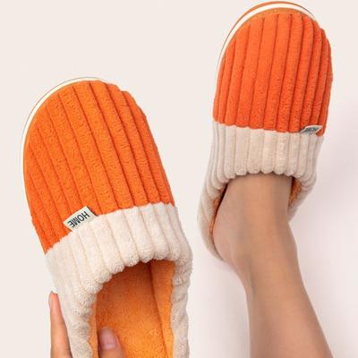 Осень и зима домашние вельветовые двухцветные стеганые хлопковые тапочки для пар мужчин и женщин, домашние комнатные нескользящие хлопковые тапочки