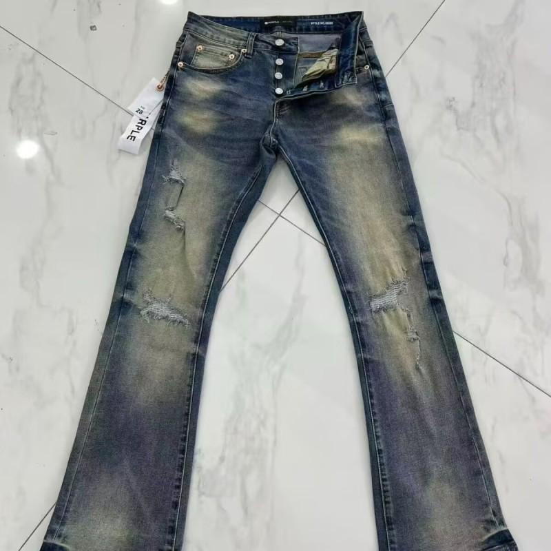 Mens Slim Fit Distressed Denim Jeans With Embroidered Patch Vintage Ink Wash Stretch Cotton Streetwear Style